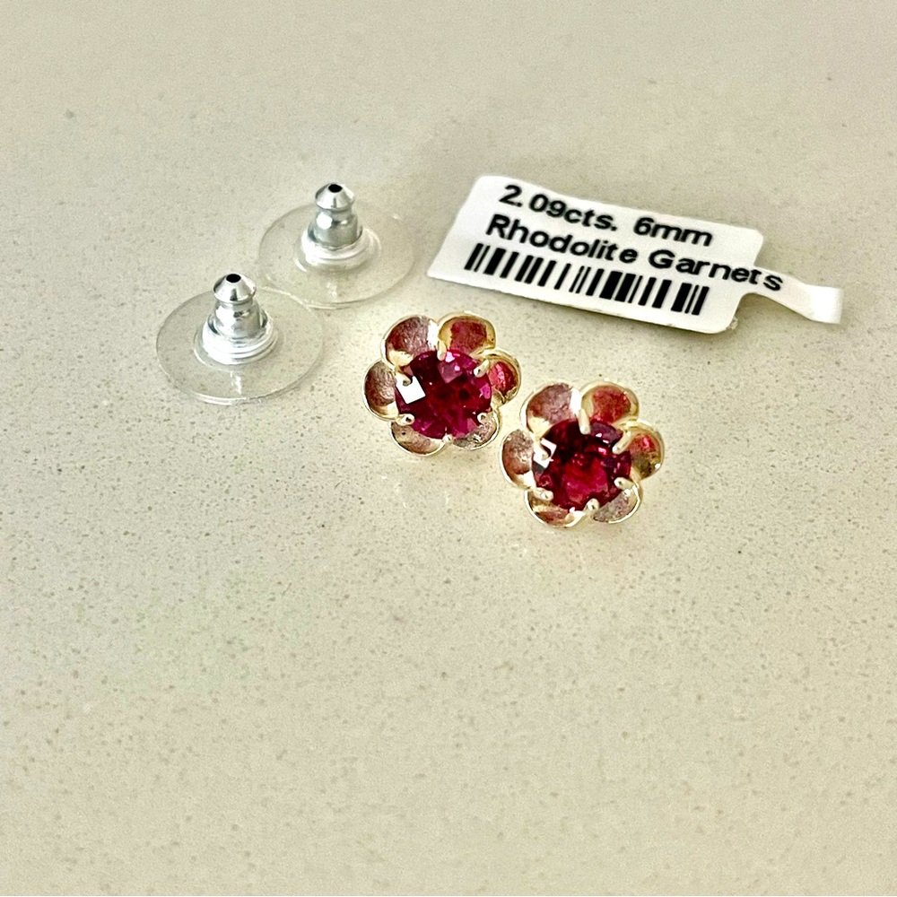 Sterling Silver 926 Rhodolite Garnet Earrings